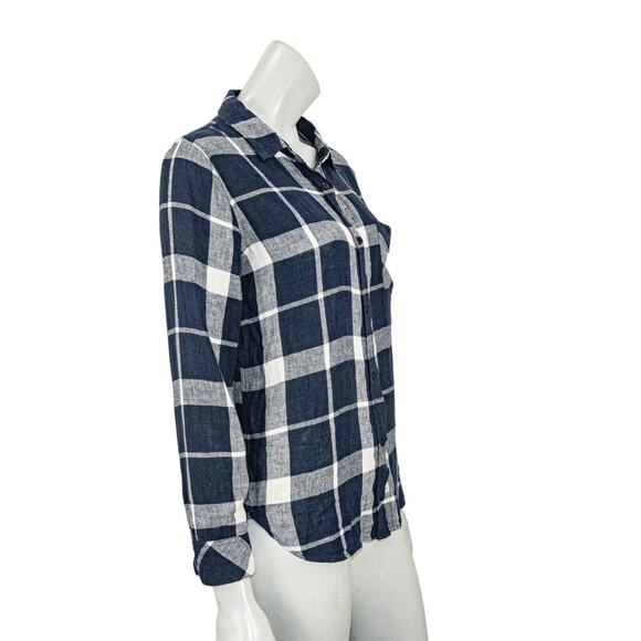 Rails Women's Button up Charlie Shirt in Navy White Plaid Check Size XS - Picture 5 of 7